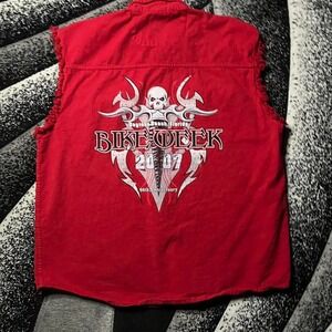 Daytona Beach 2007 Bike Week Red Button Vest Sleeveless Shirt